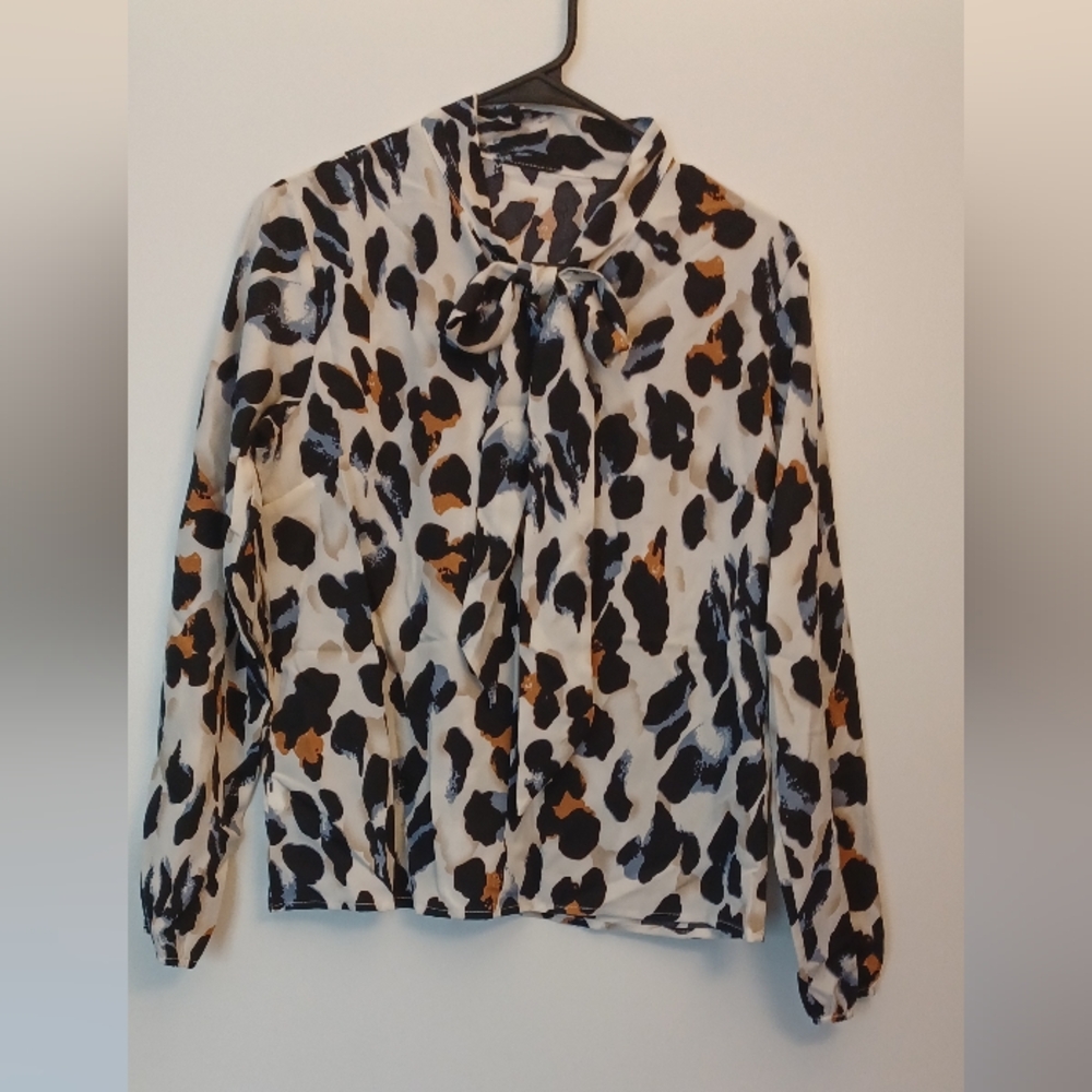 Sophisticated long sleeve leopard blouse- fits small-medium Classy Chic